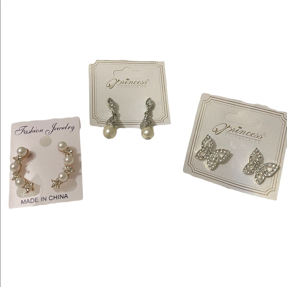 Faux Diamonds Stud earrings -3 pack-